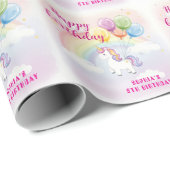 Magische eenhoorn & regenboog verjaardag cadeaupapier (Rol Hoek)