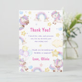 Magische eenhoorn regenboog verjaardag dank u kaar kaart (Staand voorkant)