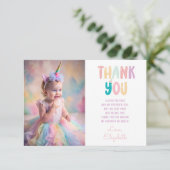 Magische eenhoorn regenboog verjaardag dank u kaar kaart (Staand voorkant)