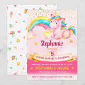 Magische eenhoorn & regenboog verjaardag kaart (Voorkant / Achterkant)