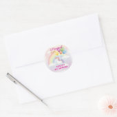 Magische eenhoorn & regenboog verjaardag ronde sticker (Envelop)
