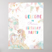 Magische Eenhoorn Regenboog Verjaardags Welkom Poster (Voorkant)