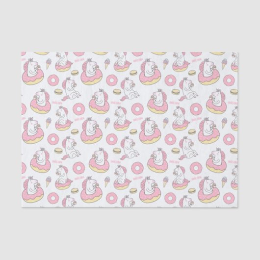 Magische Eenhoorn Rijden op een Donut Patroon Tissuepapier (Voorkant)