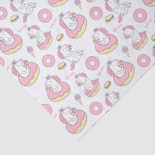 Magische Eenhoorn Rijden op een Donut Patroon Tissuepapier (Detail)