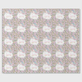 Magische Eenhoorn Roze Bloem verjaardag Cadeaupapier (Vlak)