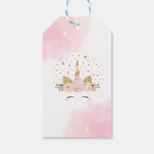 Magische Eenhoorn Roze Galaxy Wolken Twinkle Sterr Cadeaulabel (Achterkant)