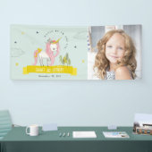 Magische Eenhoorn Roze Geel Kinder Foto Verjaardag Spandoek (Beurs)