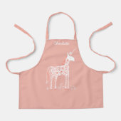 Magische eenhoorn roze gepersonaliseerde naam schort (Voorkant)