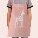 Magische eenhoorn roze gepersonaliseerde naam schort<br><div class="desc">Schattigee magische eenhoorn roze ontwerp met gepersonaliseerde scriptnaam. Originele kunst van Nic Squirrell.</div>