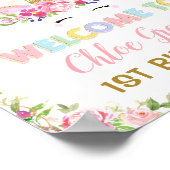 Magische Eenhoorn Roze Goud Bloemige Verjaardag We Poster (Hoek)