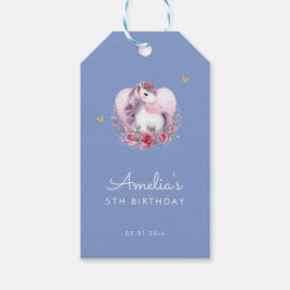 Magische Eenhoorn Roze Goud Elegante Verjaardag Cadeaulabel