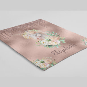 Magische Eenhoorn Roze Goud Glitter Druppels Bloem Fleece Deken