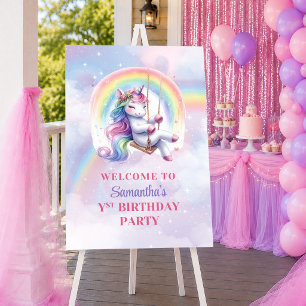 Magische Eenhoorn Roze Paars Meisje Verjaardag Wel Poster