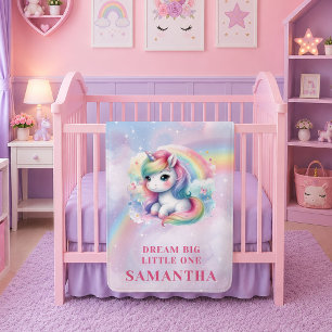 Magische Eenhoorn Roze Paarse Babydeken Verjaardag Fleece Deken