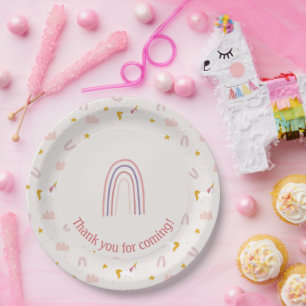 Magische Eenhoorn Roze Pastel Regenboog Papieren Bordje
