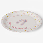 Magische Eenhoorn Roze Pastel Regenboog Papieren Bordje (Gekanteld)