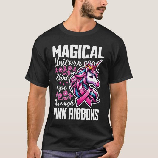 Magische eenhoorn schijnen hoop door roze linten t-shirt (Voorkant)