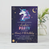 Magische Eenhoorn Slumber Verjaardagsfeestje Uitno Kaart (Staand voorkant)
