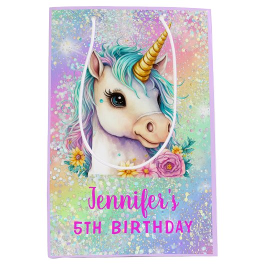 Magische Eenhoorn Sparkles Rainbow Medium Cadeauzakje (Voorkant)