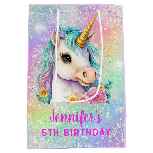 Magische Eenhoorn Sparkles Rainbow Medium Cadeauzakje (Achterkant)