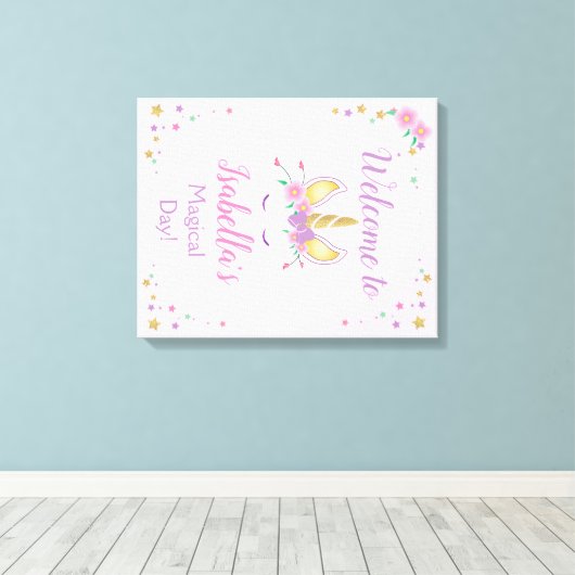 Magische Eenhoorn Uitgerekt Canvas Welkomstbord (Insitu (Houten vloer))