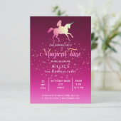 Magische Eenhoorn | Uitnodiging Verjaardagsfeestje (Staand voorkant)