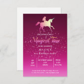 Magische Eenhoorn | Uitnodiging Verjaardagsfeestje (Voorkant / Achterkant)