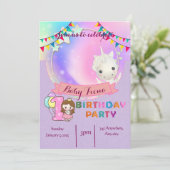 Magische Eenhoorn - Uitnodiging voor het 1e verjaa (Staand voorkant)