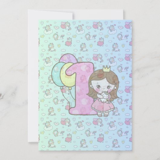 Magische Eenhoorn - Uitnodiging voor het 1e verjaa (Achterkant)