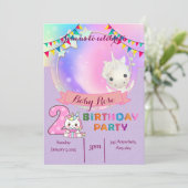 Magische Eenhoorn - Uitnodiging voor het 2e verjaa (Staand voorkant)