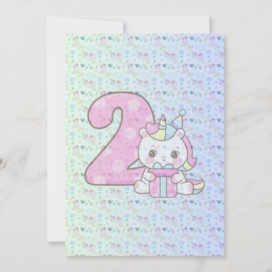 Magische Eenhoorn - Uitnodiging voor het 2e verjaa (Achterkant)