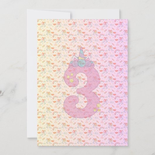 Magische Eenhoorn - Uitnodiging voor het 3e verjaa (Achterkant)