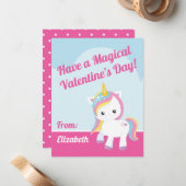 Magische Eenhoorn Valentijns's Classroom Note Kaar Notitiekaartje (Voorkant / Achterkant in situ)