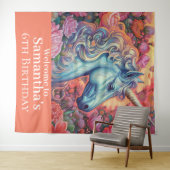 Magische Eenhoorn verjaardag achtergrond Wandkleed (In Situ (horizontaal))