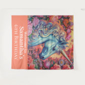 Magische Eenhoorn verjaardag achtergrond Wandkleed (Voorkant (horizontaal))