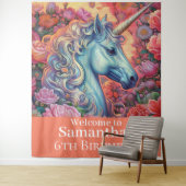 Magische Eenhoorn verjaardag achtergrond Wandkleed (In situ)