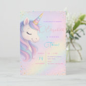 Magische Eenhoorn Verjaardag Bash Uitnodigen Kaart (Staand voorkant)