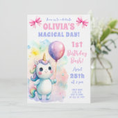 Magische Eenhoorn Verjaardag Bash voor Baby Kaart (Staand voorkant)