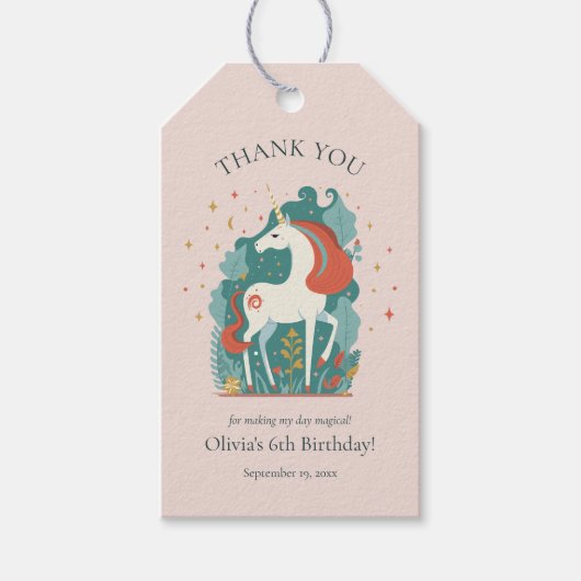 Magische eenhoorn verjaardag dank u cadeaulabel (Voorkant)