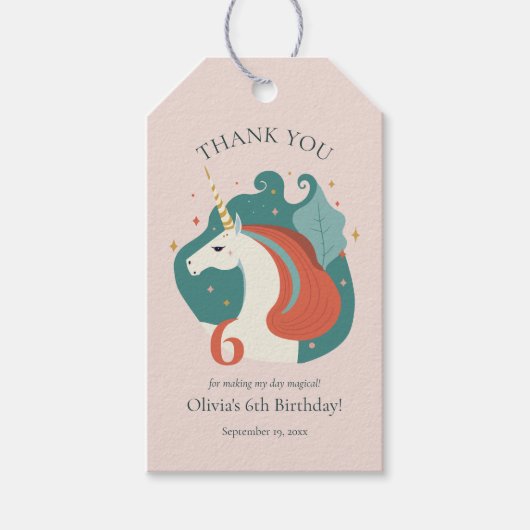 Magische eenhoorn verjaardag dank u cadeaulabel (Voorkant)