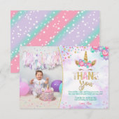Magische Eenhoorn Verjaardag Dank u kaarten (Voorkant / Achterkant)