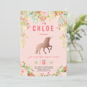 MAGISCHE EENHOORN VERJAARDAG FEEST UITNODIGING (Staand voorkant)