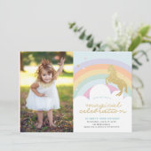 MAGISCHE EENHOORN VERJAARDAG FEEST UITNODIGING (Staand voorkant)