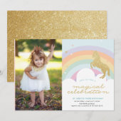 MAGISCHE EENHOORN VERJAARDAG FEEST UITNODIGING (Voorkant / Achterkant)