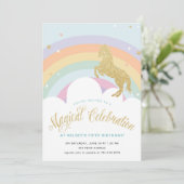MAGISCHE EENHOORN VERJAARDAG FEEST UITNODIGING (Staand voorkant)