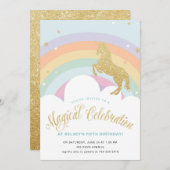 MAGISCHE EENHOORN VERJAARDAG FEEST UITNODIGING (Voorkant / Achterkant)
