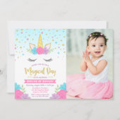 Magische Eenhoorn Verjaardag Foto Kaart (Voorkant)