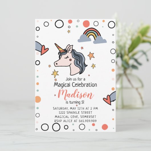 Magische Eenhoorn Verjaardag Kaart (Staand voorkant)