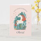 Magische Eenhoorn Verjaardag Kaart (Gele Bloem)