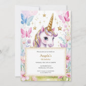 Magische Eenhoorn Verjaardag Meisjes Uitnodiging (Voorkant)
